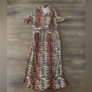 DRESSED IN LALA Tiger Stripe Two-Piece Set - Rust, Black & Cream